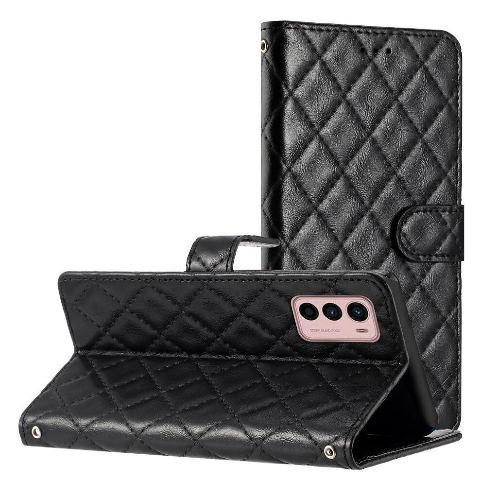 (Black) Flip Case For Motorola Moto G42 Pu Leather Wallet Card Slots Holder Magnetic Folio Tpu Shockproof Kickstand Black 764563096954