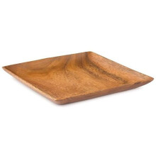 4 Set Acacia Wood Square Plate for Dining Table 12 x 12 Inch