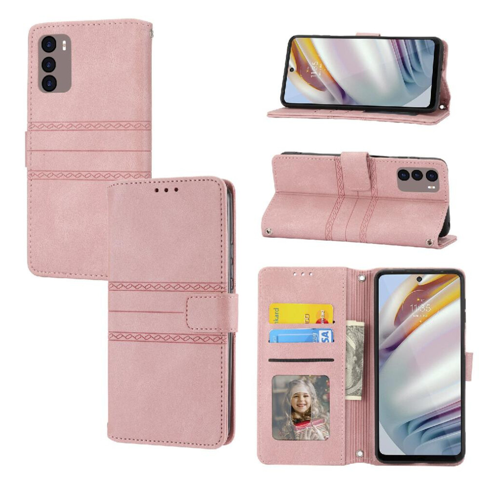 (Pink) Flip Case For Motorola Moto G42 4G Magnetic Closure Pu Leather Wallet Case Kickstand Shockproof Protective Pink 764563097555