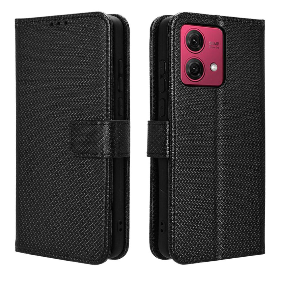 (Black) Case For Motorola Moto G84 5G Kickstand Magnetic Wallet Cover Card Holder Black 764563097708