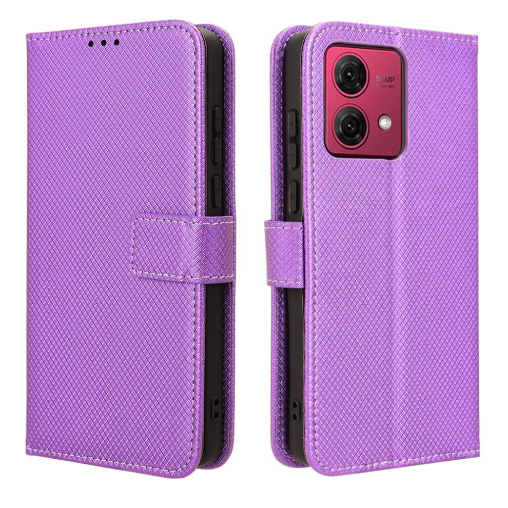 (Purple) Case For Motorola Moto G84 5G Kickstand Magnetic Wallet Cover Card Holder Purple 764563097715