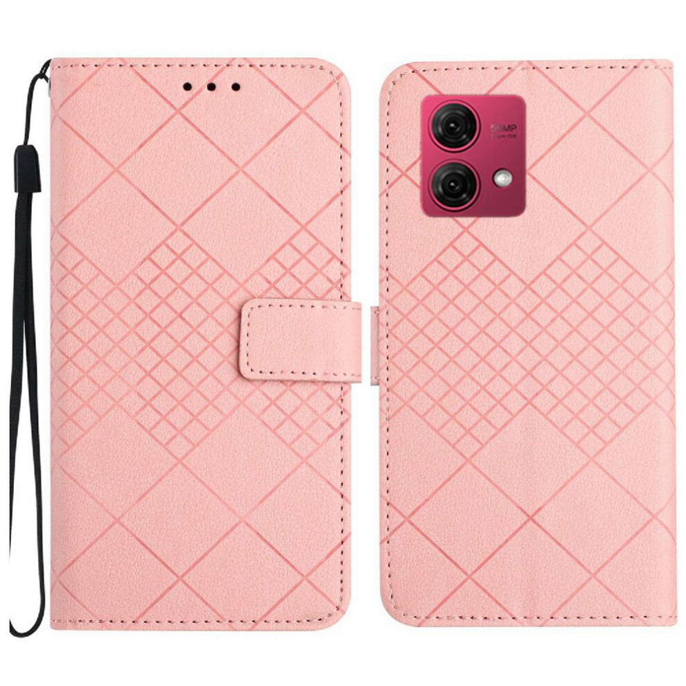 Photos - Case  Flip  for Motorola Moto G84 5g Card Slot Stand Magnetic Cover Diamond Embossed Wallet Pu Leather with Hand Strap(Pink)