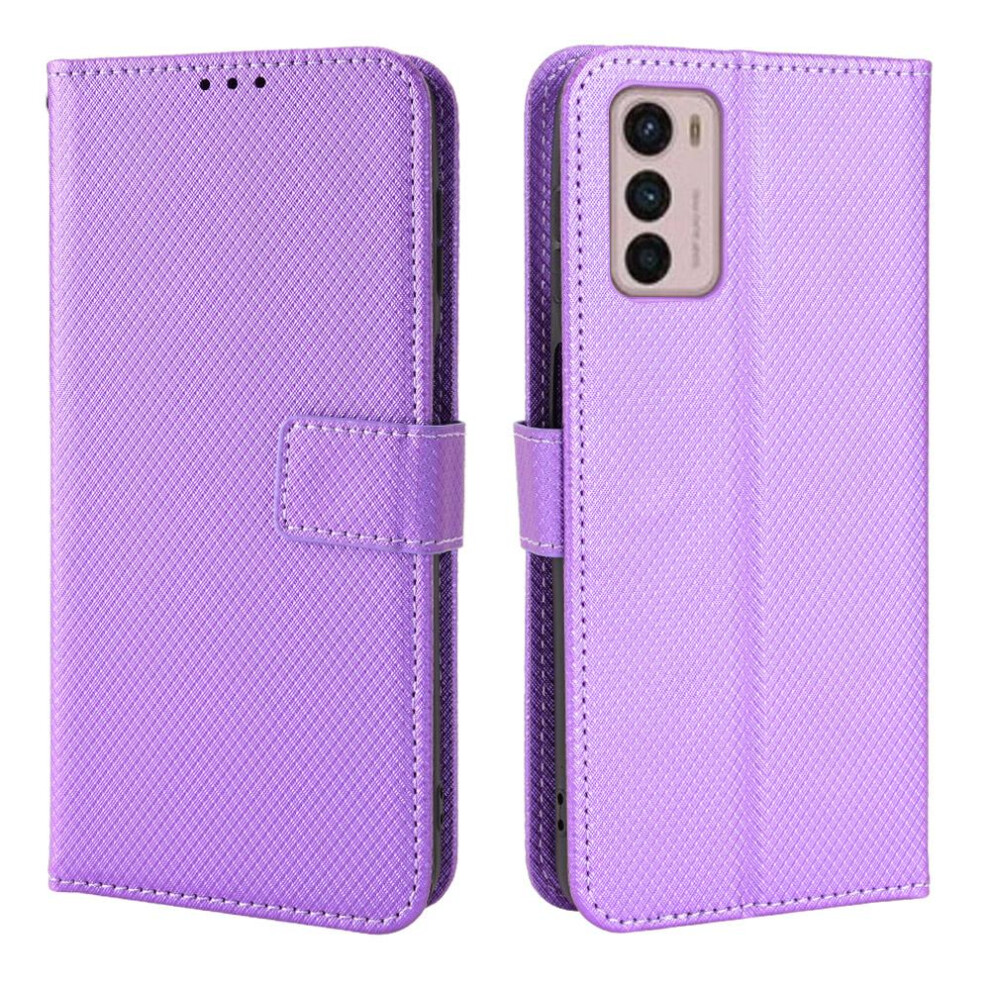 (Purple) Case For Motorola Moto G42 Cover Card Holder Magnetic Wallet Kickstand Purple 764563097821