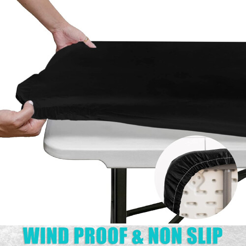 2 Item Bundle Fitted Vinyl Tablecloth Table Cover for 6FT Table 6FT, 4FT 1