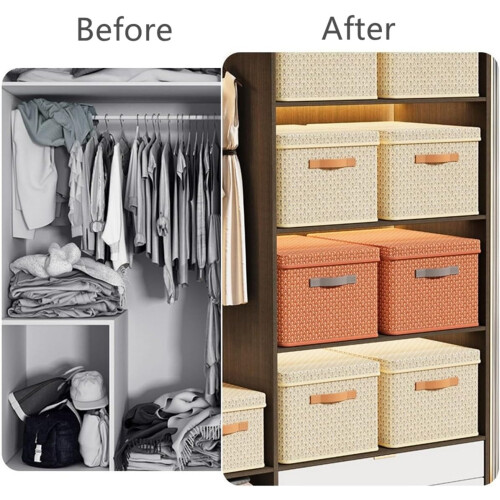 Stackable Non-Woven Fabric Storage B for Closet Storage Box for Clothes Medium Size 2