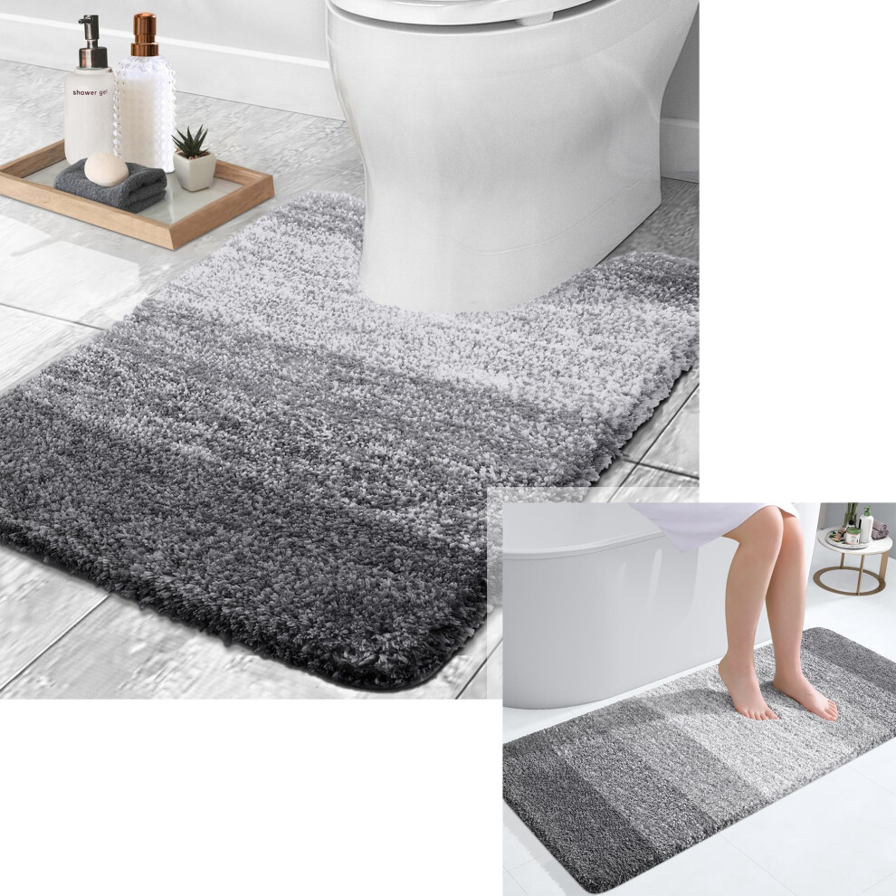 2 Item Bundle Ombre Bath Rug and Toilet Rugs for Bathroom Size 47x20 and 24x20-image-OPC-PHZQ957-NEW