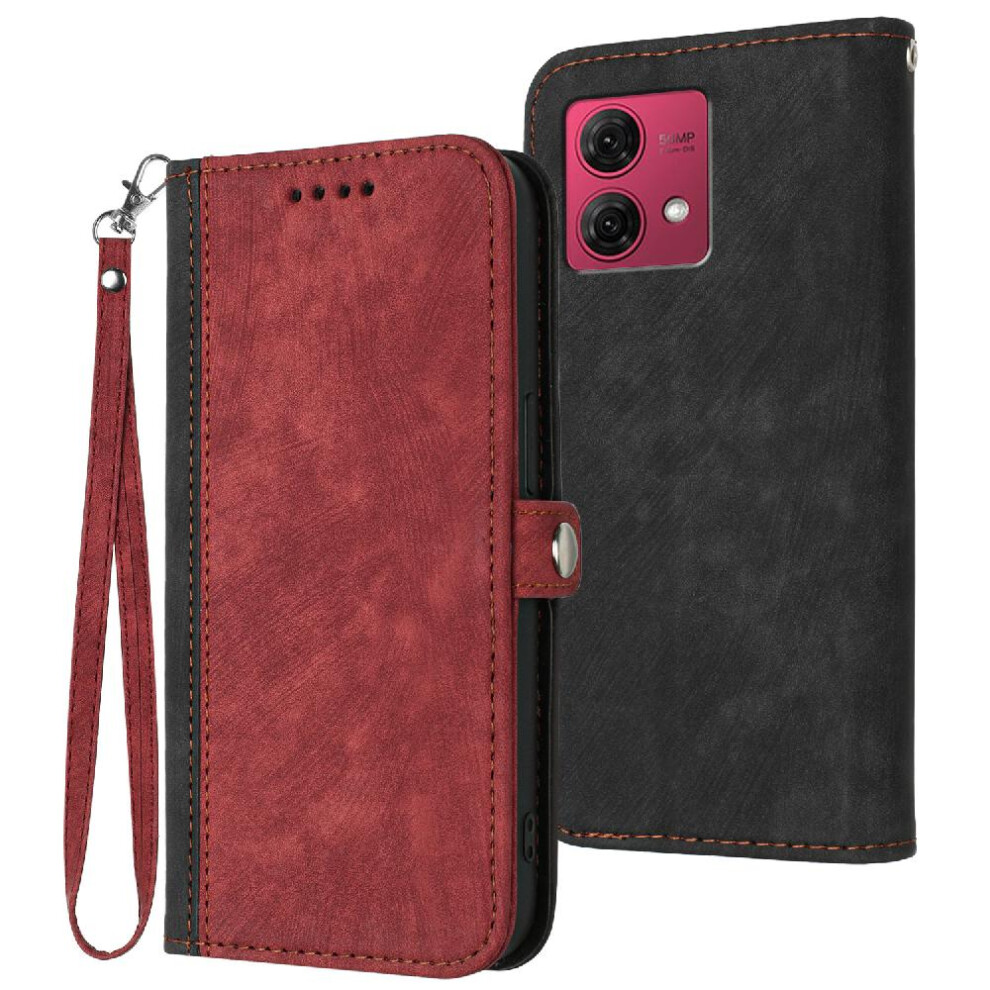 (Red) Case For Motorola Moto G84 5G Flip Folio Book Pu Leather Magnetic Closure With Card Slot Stand Kickstand Protective Wallet Red 764563097968