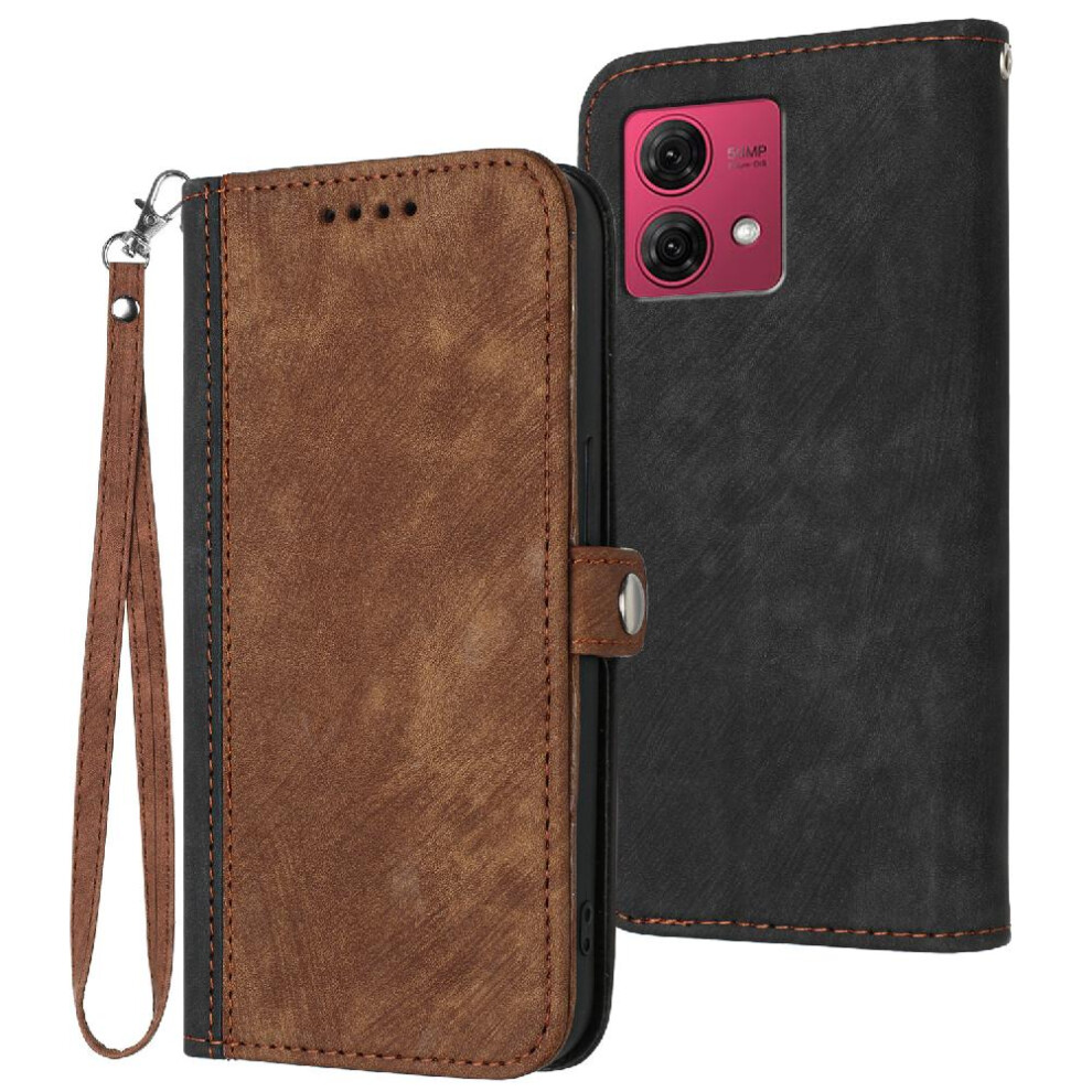 (Brown) Case For Motorola Moto G84 5G Flip Folio Book Pu Leather Magnetic Closure With Card Slot Stand Kickstand Protective Wallet Brown 764563097951