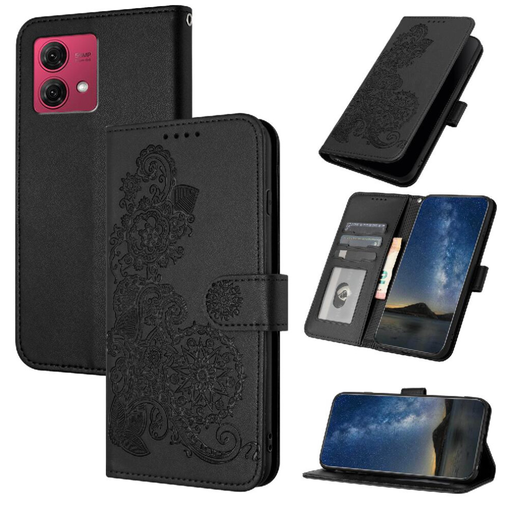 (Black) Case For Motorola Moto G84 5G Flip Folio Book Pu Leather Magnetic Closure With Card Slot Stand Kickstand Protective Black 764563098194
