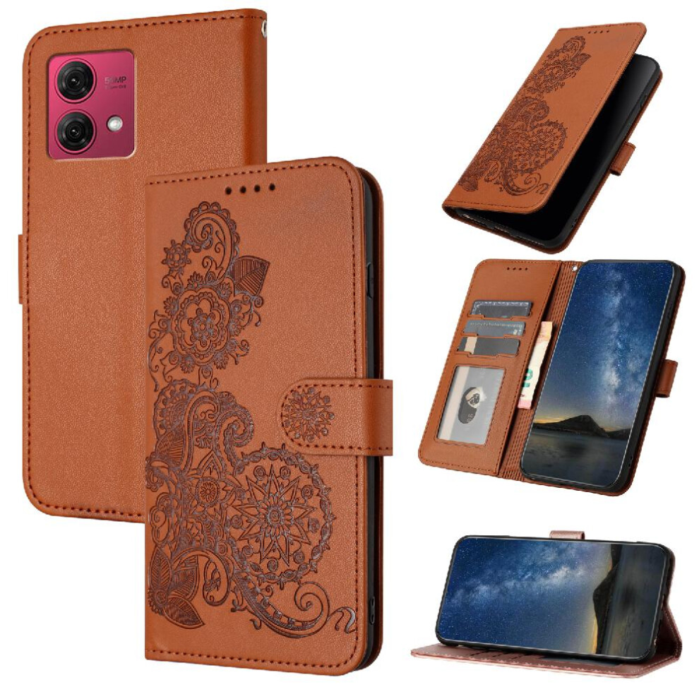 (Brown) Case For Motorola Moto G84 5G Flip Folio Book Pu Leather Magnetic Closure With Card Slot Stand Kickstand Protective Brown 764563098163