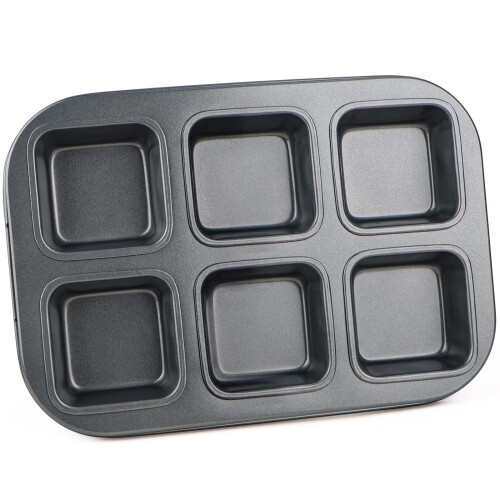 Nonstick Square Brownie Pan for Oven Baking with 6 Cavity