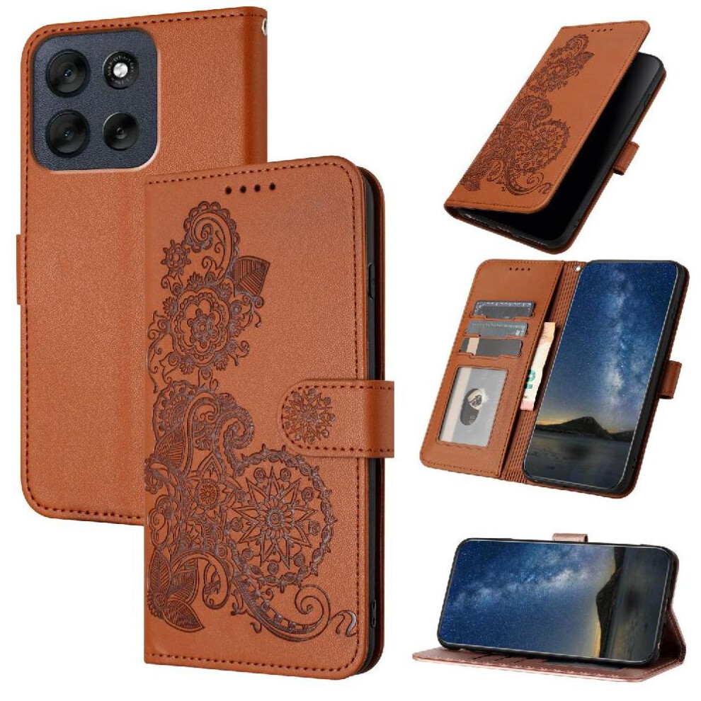 (Brown) Flip Case For Motorola Moto G56 Pu Leather Magnetic Closure With Card Slot Stand Flip Folio Book Kickstand Protective Brown 764563100699