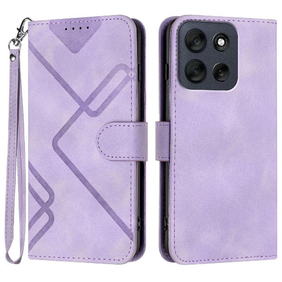 (Purple) Flip Case For Motorola Moto G56 With Card Slot Stand Pu Leather Flip Wallet Magnetic Cover Purple 764563100903