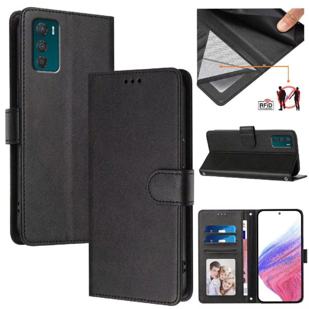 Photos - Case  Classic Style Flip  for Motorola Moto G42 Wallet  Shockproof Magnetic Closure Card Holder Rfid Blocking(Black)