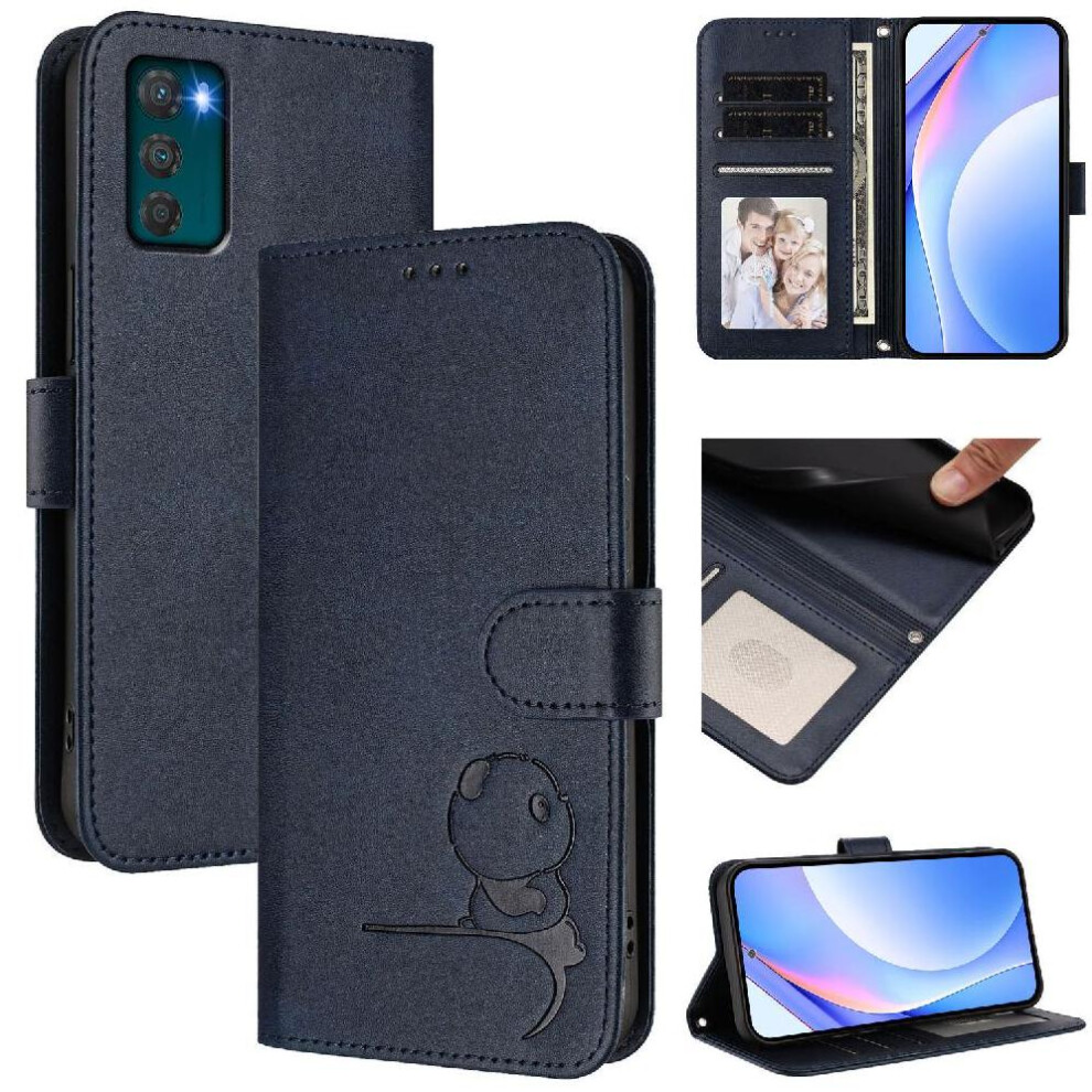 (Blue) Phone Case For Motorola Moto G42 4G Magnetic Card Slots Holder Kickstand Pu Leather Flip Folio Rfid Blocking Blue 764563101511
