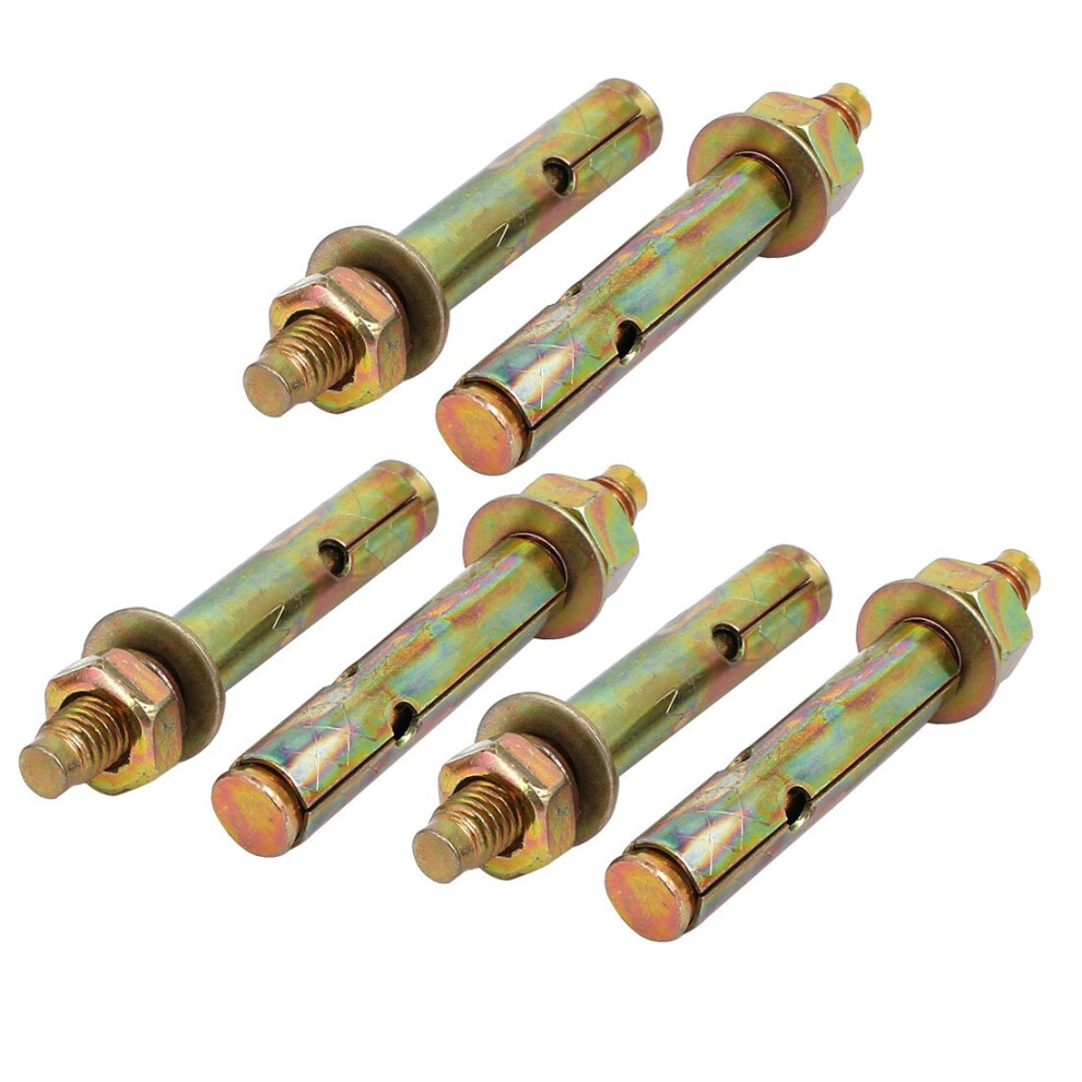 Iivverr M8x70mm Zinc Plated Sleeve Anchor Expansion Bolt Bronze Tone 6Pcs (M8x70mm Zinc Plateado Anchor Expansin Perno Bronce Tono 6Pcs 395291789926