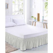 Sage Green Stripes Bed Skirt Queen Size 16 Inch Drop,Boho Minimalist Geometric Vertical Dots