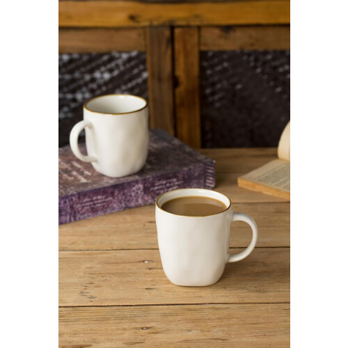 4 Set Vanilla White Coffee Mugs Microwave and Dishwasher Safe Kitchen Use 13oz 2
