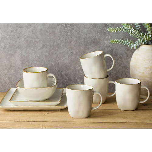 4 Set Vanilla White Coffee Mugs Microwave and Dishwasher Safe Kitchen Use 13oz 1