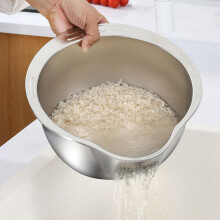 Stainless Steel Rice Washing Bowl Kitchen Strainer for Vegetables & Fruit