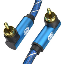 90 Degree Subwoofer Cable, RCA Cable Male to Male Digital Coaxial Audio Cable for Subwoofer, TV Blue