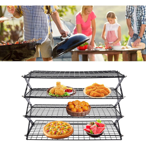 Collapsible Cooling Rack 4-Tier Adjustable Stackable for Baking Picnic Party 1