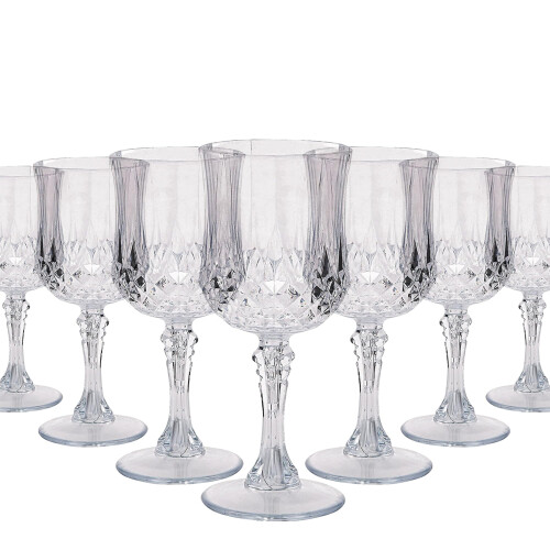 24 transparent plastic wine glasses