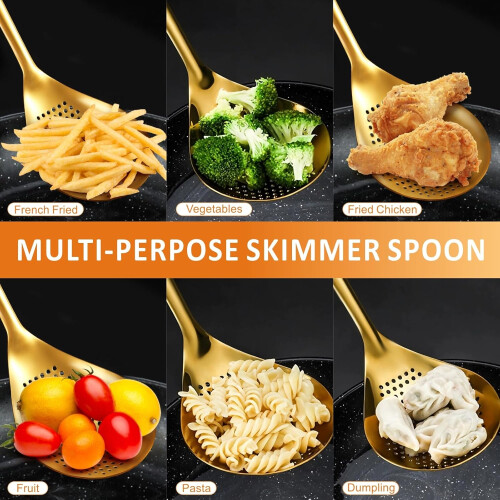 Large Gold Slotted Spoon for Serving 14 Inch 1