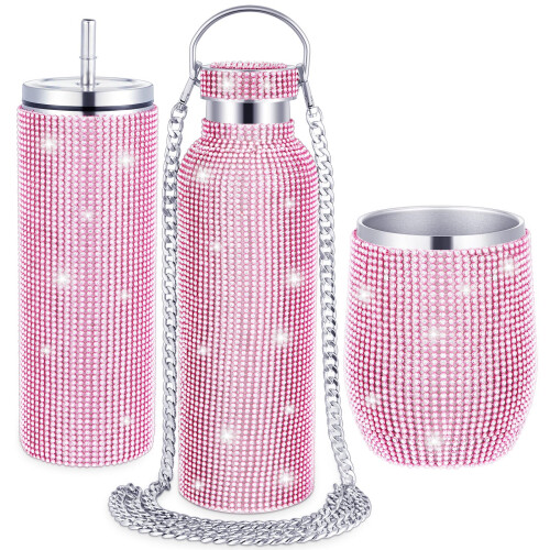 3 Pcs Bling Water Bottle for Coffee Martini  Cups Mug