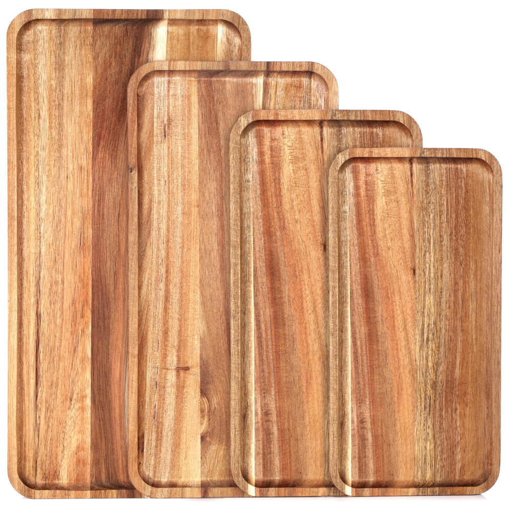 4 Set Acacia Wooden Serving Platter for Entertaining Party Display Cheese Appetizer 10x5/12x6/14x7/16x8 In-image-OPC-PHZQC7X-NEW