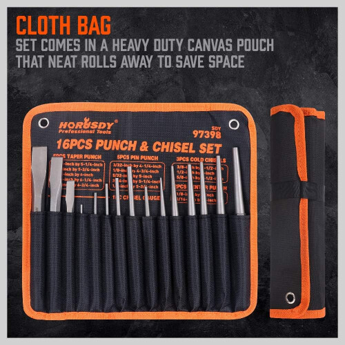 16 Piece Punch and Chisel Set for Crafting and Woodworking Projects 2