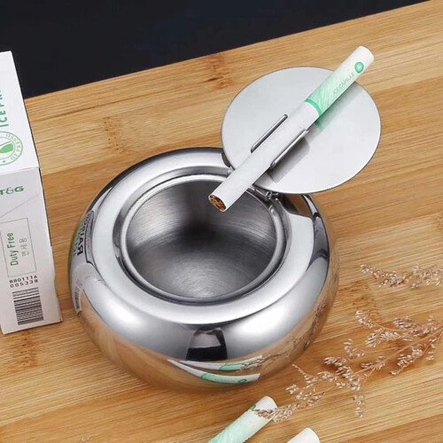 Stainless Steel Windproof Ashtray for Outdoor Tabletop 2