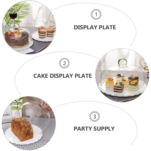 Clear Ceramic Cake Plate Dessert Holder Decorative Serving Tray 2