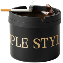 Stainless Steel Covered Windproof Black Ashtray for Indoor Use