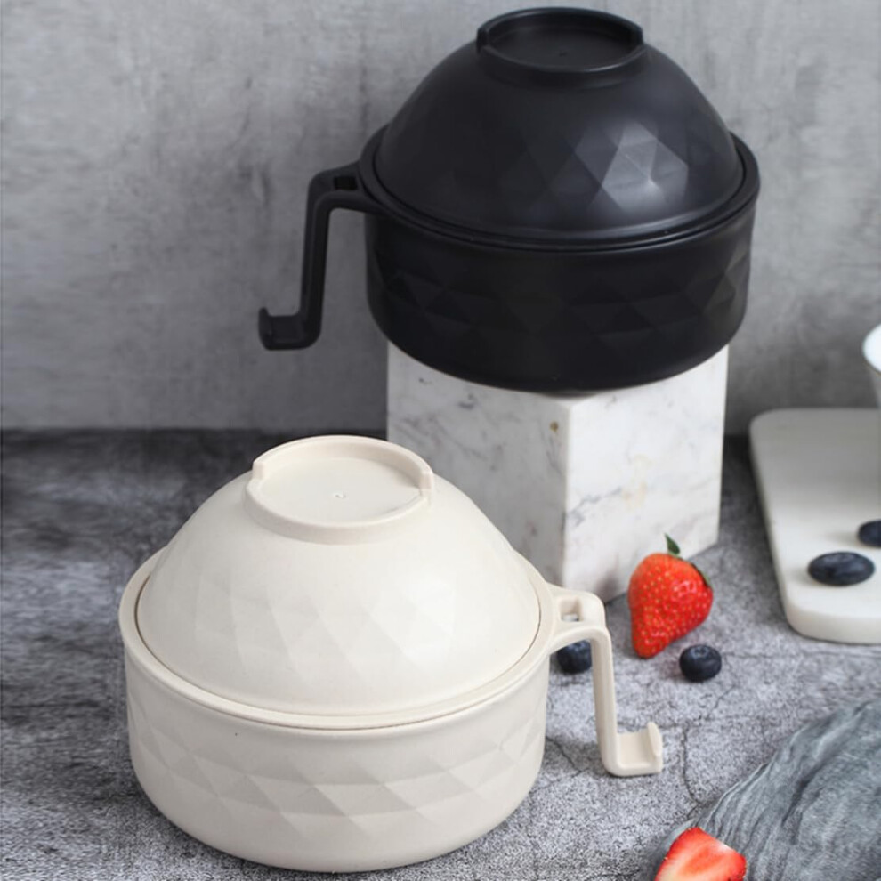 2 Set Ramen Bowl for Dorm in Black-Beige-image-OPC-PHZQCH7-NEW