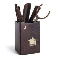 6 Set Black Ebony Wood & Brass Tea Tools for Kongfu Tea Service Accessories