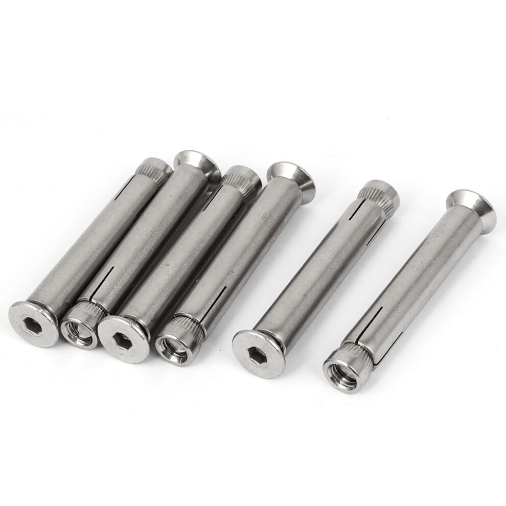Iivverr 6Pcs M8x70mm Hex Socket Flat Head Split Sleeve Expansion Anchor Bolts Screw 395291794821