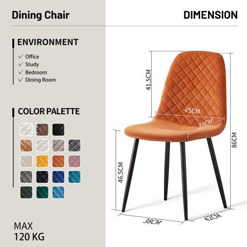 (Orange, 2) 2/4/6x Dining Chairs metal Legs Home office 2