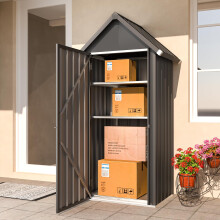 YODOLLA Outdoor Tall Garden Storage Box with 5 Adjustable Shelves