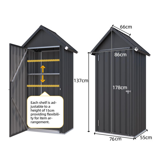 YODOLLA Outdoor Tall Garden Storage Box with 5 Adjustable Shelves 2