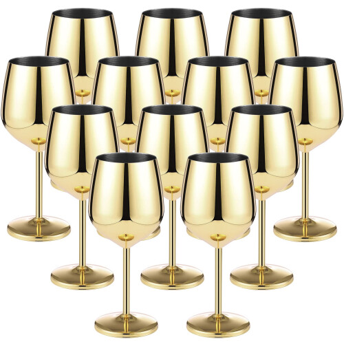12 Pack Stainless Steel Unbreakable  Glasses for Camping 18 oz