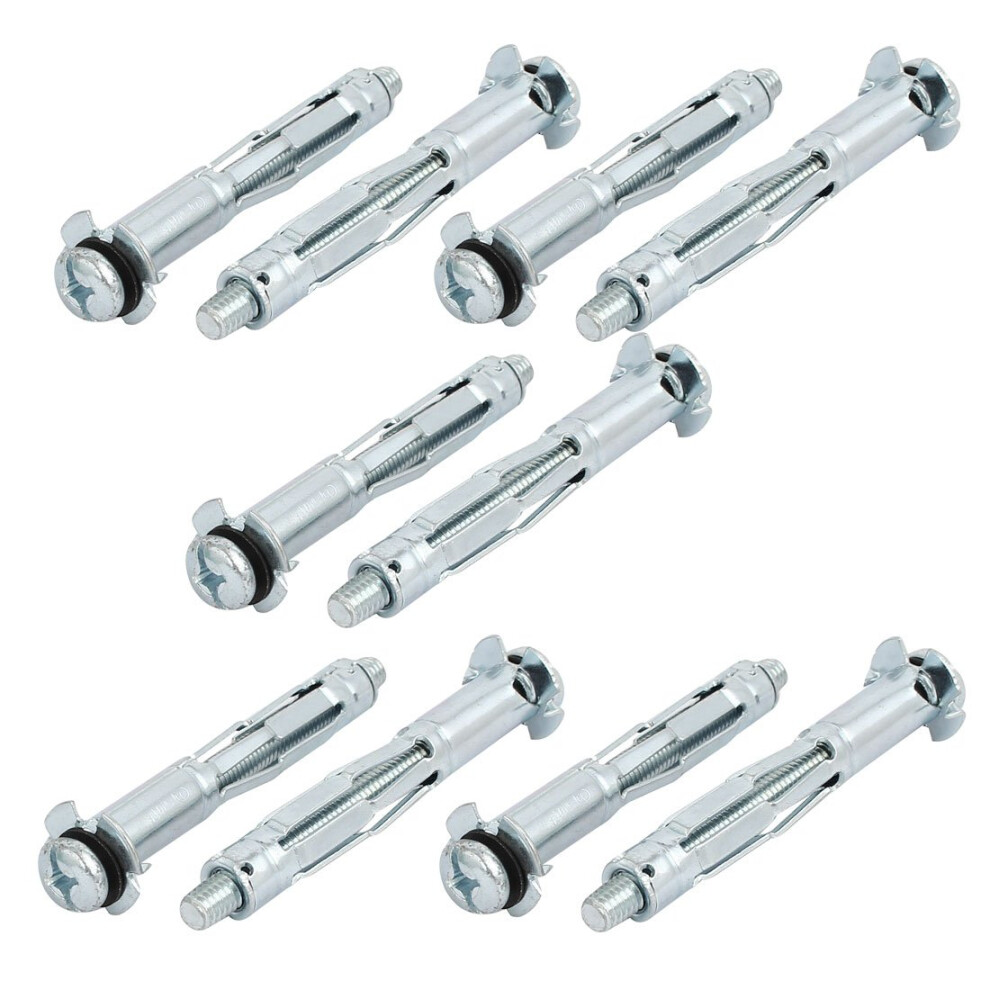 Iivverr 10Pcs M6x70mm Thread Expansion Bolt Sleeve Anchor For 14Mm32mm Hollow Wall 395291799765