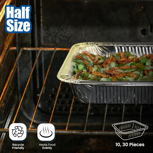 20 Pack Disposable Aluminum Pans for BBQ Crawfish Trays Half Size 9x13 2
