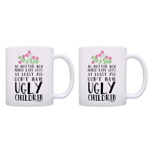 2 Pack White Coffee Mug Set for Daily Use 11oz