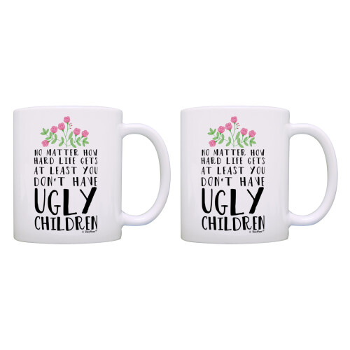 2 Pack White Coffee Mug Set for Daily Use 11oz