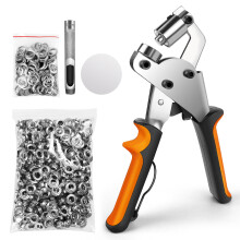 Heavy-Duty Grommet Kit 3/8" (10mm) with 500 Eyelets & Washers | All-in-One Press Tool for Tarp, Canvas, Vinyl, Leather, Fabric, Banners