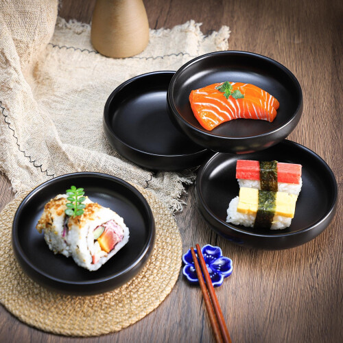 4 Set Creative Zen Round Smooth Glazed Ceramic Plate for Side Dish 2