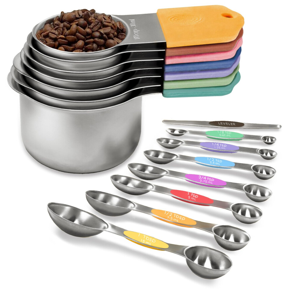 1 Set Magnetic Measuring Cups and Spoons Set for Cooking Baking