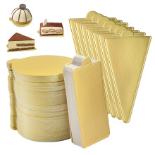 300 PCS Mini Cake Base Boards Gold Paper for Birthday Dessert Buffet