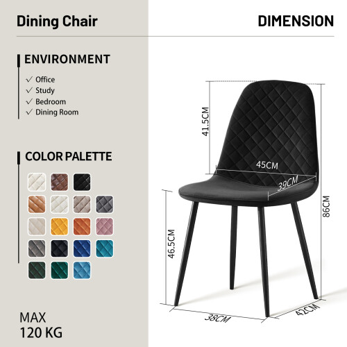 (Black, 2) 2/4/6x Dining Chairs metal Legs Home office 2